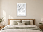 Atlantic City Downtown Street Map Poster at A1, as a poster, above a bed