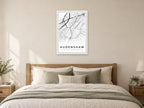Audenshaw Town Centre Street Map Poster at A1, as a poster, above a bed