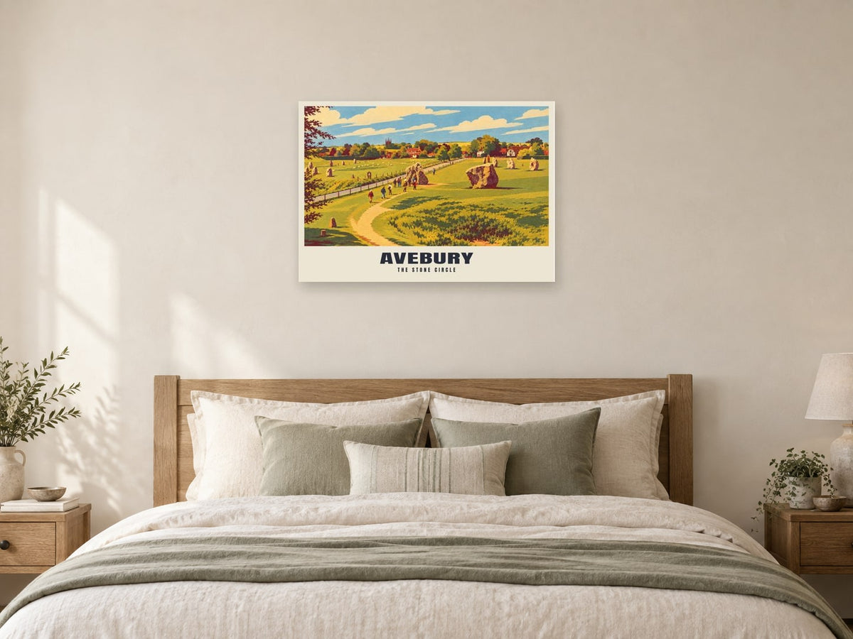 The Stone Circle, Avebury Poster at A1, as a poster, above a bed