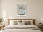 Baltimore Street Map Poster at A1, as a poster, above a bed