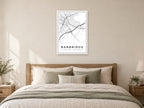 Banbridge Town Centre Street Map Poster at A1, as a poster, above a bed