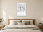 Bankside Street Map Poster at A1, as a poster, above a bed