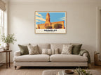 Barnsley Town Hall Poster at A1, in a natural wood frame, in a sitting room