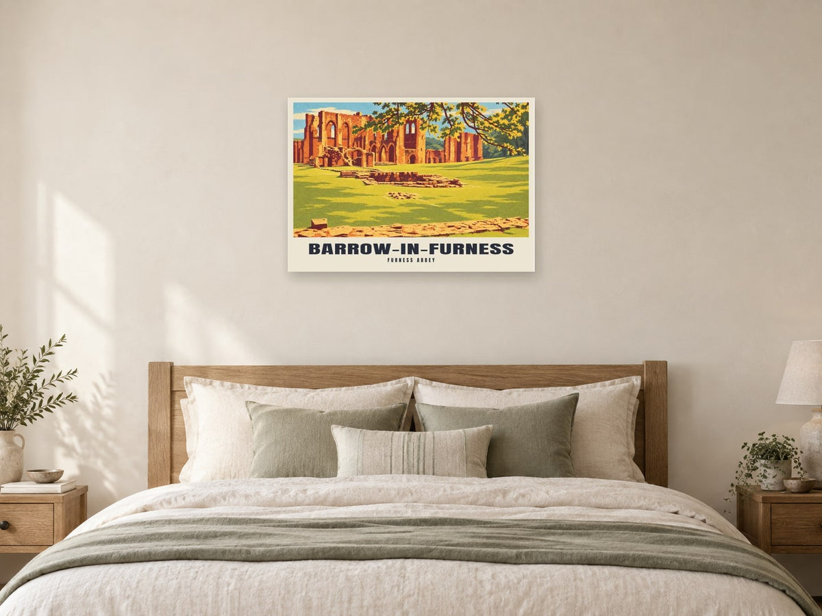 Furness Abbey, Barrow-in-Furness Poster at A1, as a poster, above a bed