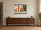 St Peter's Church, Barton-upon-Humber Poster at A1, in a black frame, above a sideboard