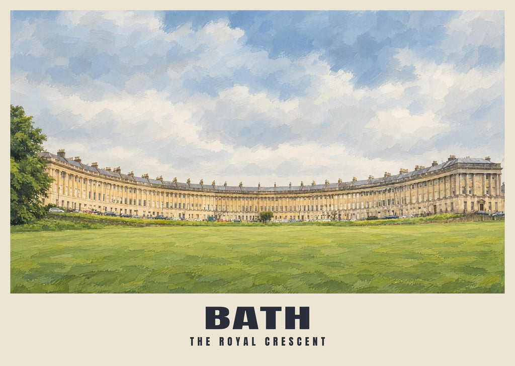 The Royal Crescent, Bath poster in the British Heritage style