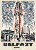 The Albert Clock, Belfast poster in the Linocut style