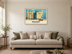 Titanic Belfast Poster at A1, in a natural wood frame, in a sitting room