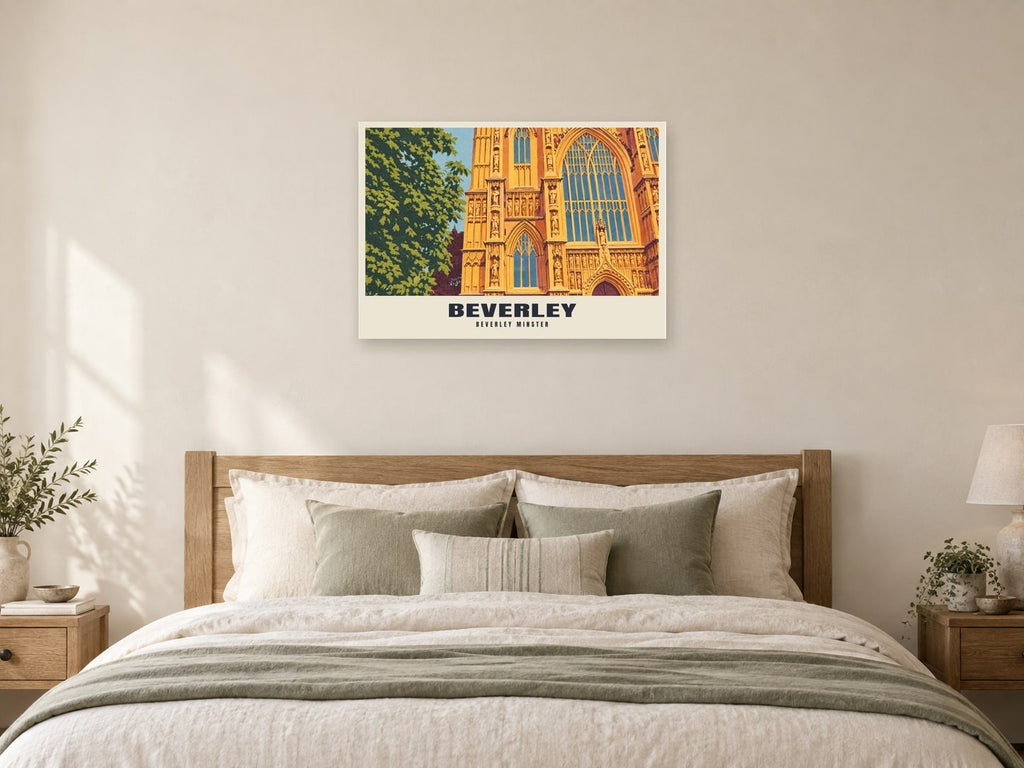 Beverley Minster Poster at A1, as a poster, above a bed
