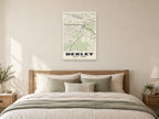 Bexley Heritage Street Map Poster at A1, as a poster, above a bed