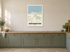 Birchington Street Map Poster at A1, in a white frame, in a kitchen