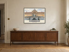 Victoria Square, Birmingham Poster at A1, in a black frame, above a sideboard