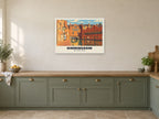 Gas Street Basin, Birmingham Poster at A1, in a white frame, in a kitchen