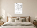 Birtley Town Centre Street Map Poster at A1, as a poster, above a bed
