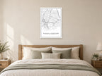 Bishop's Stortford Town Centre Street Map Poster at A1, as a poster, above a bed