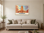 Blackburn Cathedral Poster at A1, in a natural wood frame, in a sitting room