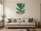 Blackpool Tower Poster at A1, in a natural wood frame, in a sitting room