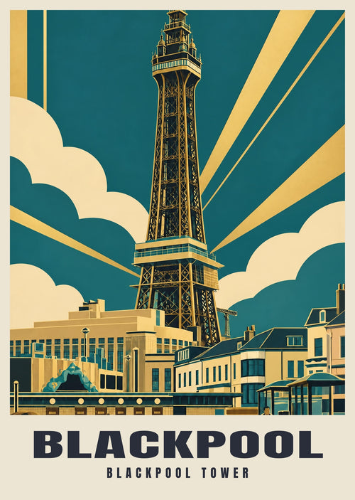 Blackpool Tower poster in the Art Deco style