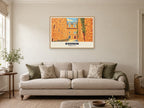 Bodmin Jail Poster at A1, in a natural wood frame, in a sitting room
