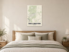 Bollington Street Map Poster at A1, as a poster, above a bed