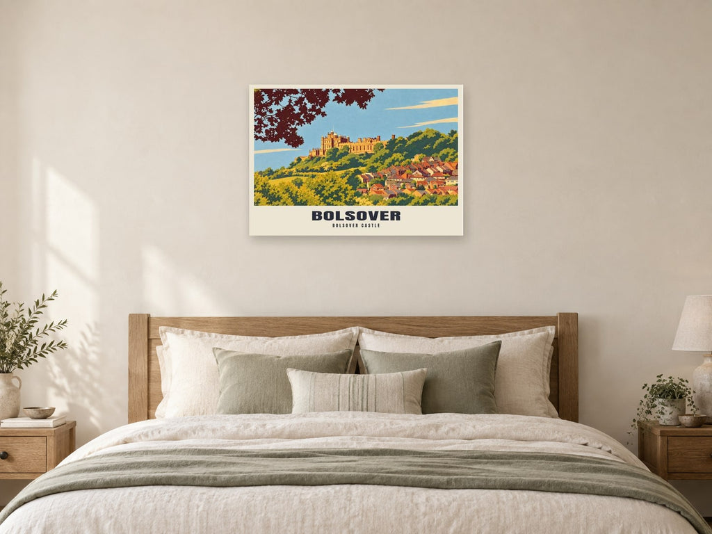 Bolsover Castle Poster at A1, as a poster, above a bed