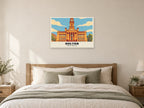 Bolton Town Hall Poster at A1, as a poster, above a bed