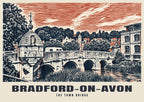 The Town Bridge, Bradford-on-Avon poster in the Linocut style