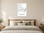 Bramley Village Centre Street Map Poster at A1, as a poster, above a bed