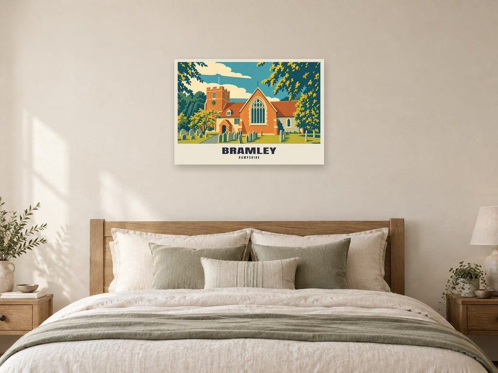 St James's Church, Bramley Poster at A1, as a poster, above a bed