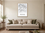 Bremen City Centre Street Map Poster at A1, in a natural wood frame, in a sitting room