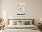 Brent Cross Heritage Street Map Poster at A1, as a poster, above a bed