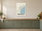 Bridlington Street Map Poster at A1, in a white frame, in a kitchen