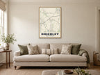 Brierley Street Map Poster at A1, in a natural wood frame, in a sitting room