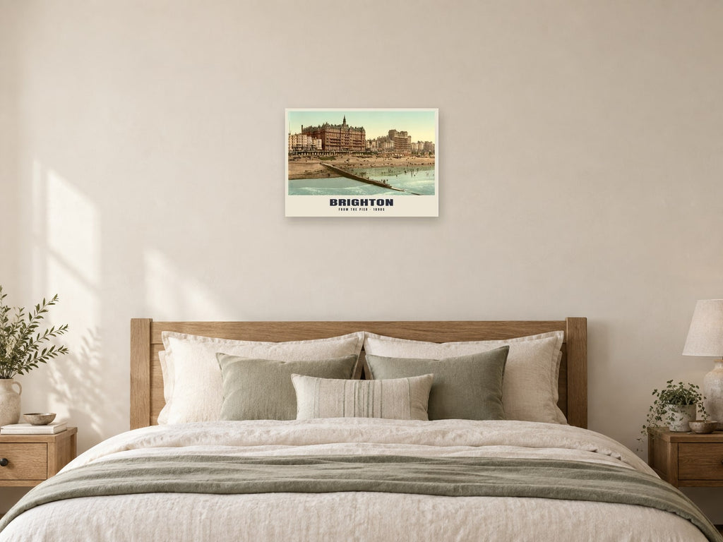From the Pier, Brighton, 1890s Heritage Print at A2, as a poster, above a bed
