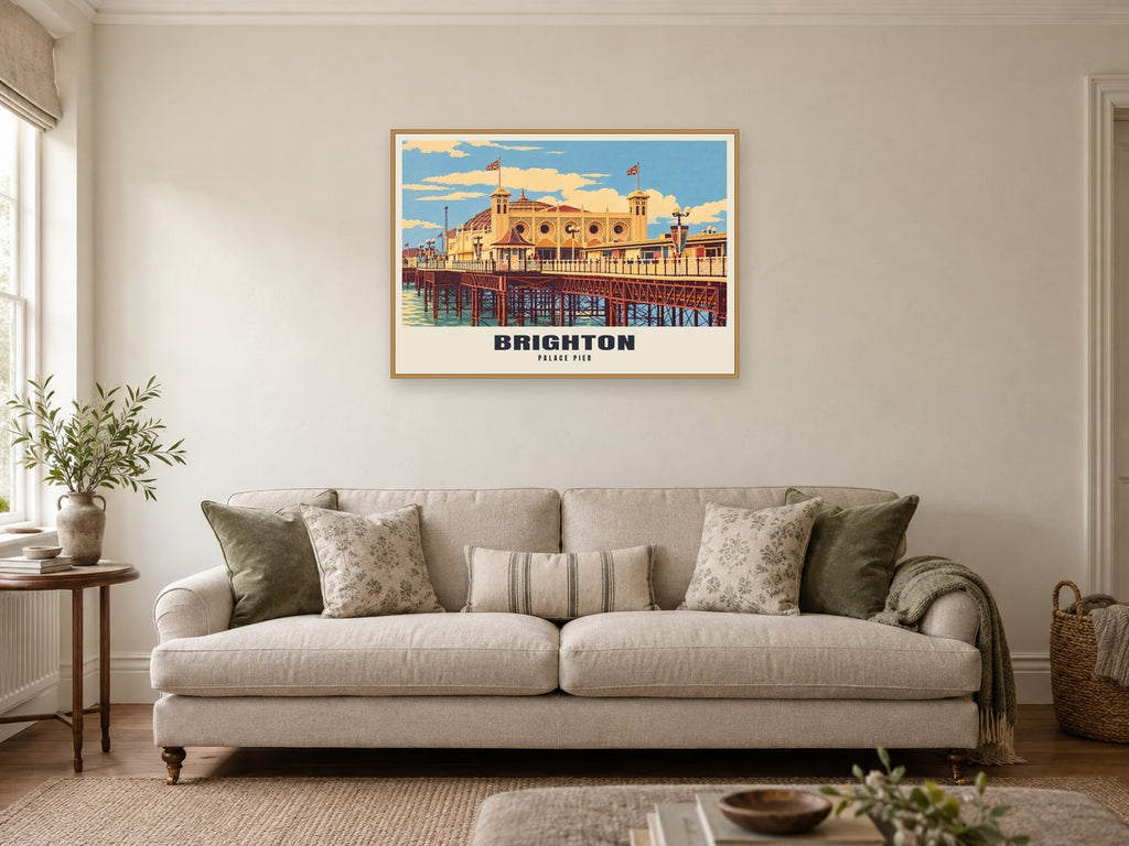 Palace Pier, Brighton Poster at A1, in a natural wood frame, in a sitting room