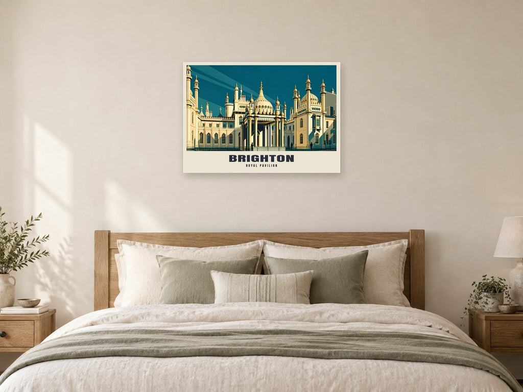 The Royal Pavilion, Brighton Poster at A1, as a poster, above a bed
