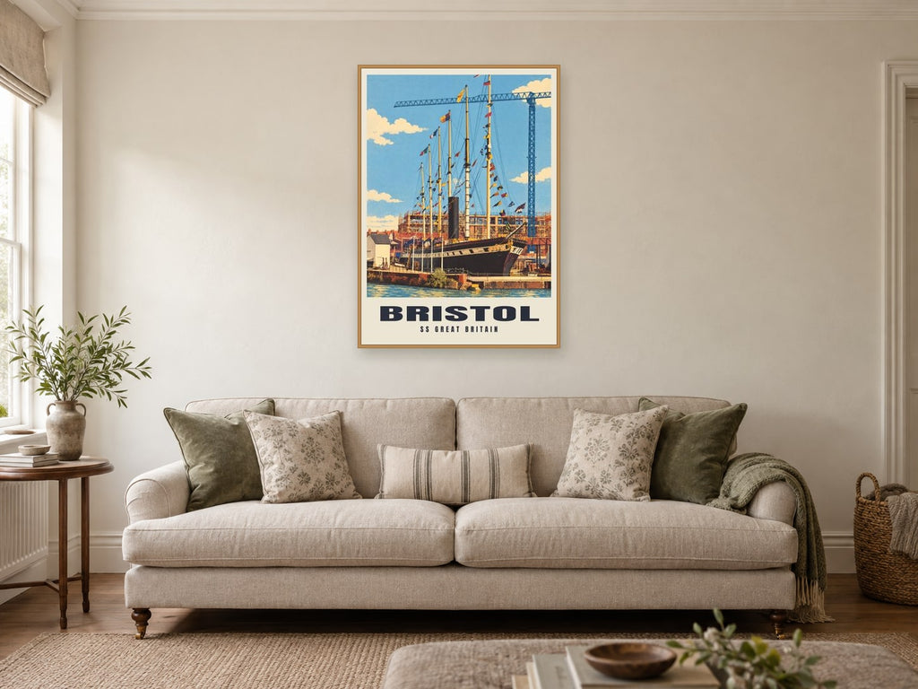 SS Great Britain, Bristol Poster at A1, in a natural wood frame, in a sitting room