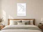 Broughton Astley Village Centre Street Map Poster at A1, as a poster, above a bed