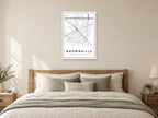 Brownhills Town Centre Street Map Poster at A1, as a poster, above a bed