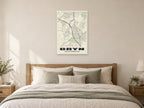 Bryn Street Map Poster at A1, as a poster, above a bed