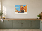 Buckingham Old Gaol Poster at A1, in a white frame, in a kitchen