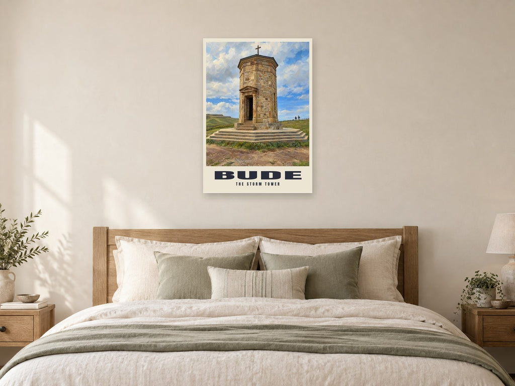 The Storm Tower, Bude Poster at A1, as a poster, above a bed
