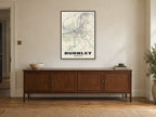 Burnley Street Map Poster at A1, in a black frame, above a sideboard
