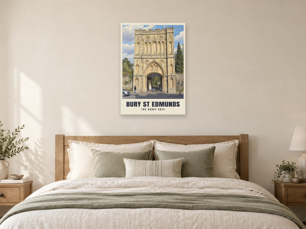 The Abbey Gate, Bury St Edmunds Poster at A1, as a poster, above a bed