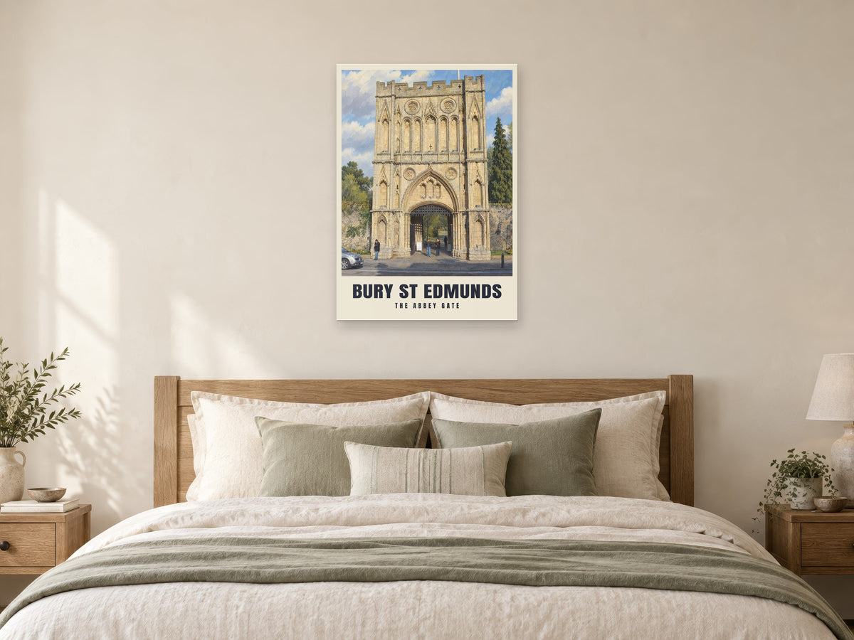 The Abbey Gate, Bury St Edmunds Poster at A1, as a poster, above a bed