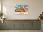 St Edmundsbury Cathedral, Bury St Edmunds Poster at A1, in a white frame, in a kitchen