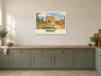 Bushey Rose Garden Poster at A1, in a white frame, in a kitchen