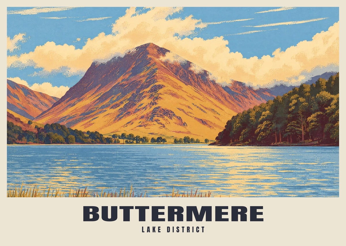 Buttermere poster in the Retro Railway style