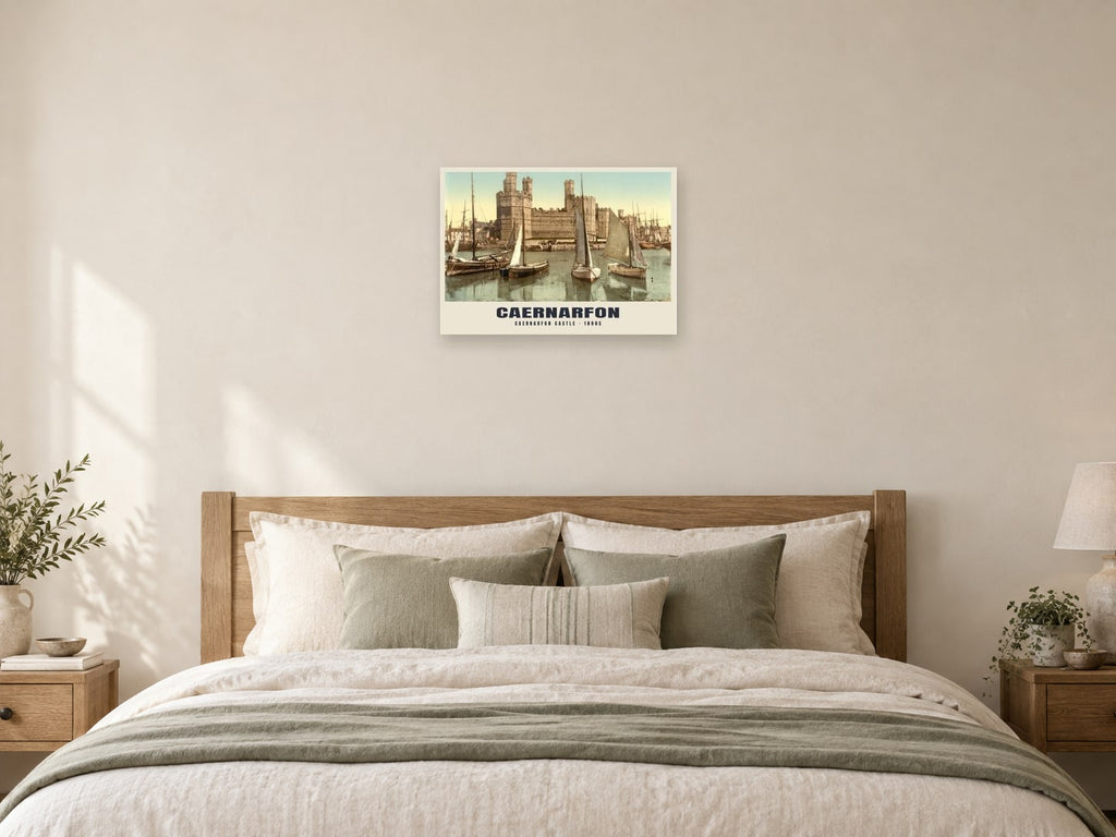 Caernarfon Castle Poster at A2, as a poster, above a bed