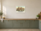 Caernarfon Castle Poster at A2, in a white frame, in a kitchen